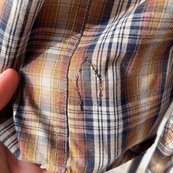 Pendleton Frontier Plaid Western Shirt M - Brown/Blue, Vintage, Snap Buttons - Picture 6 of 8